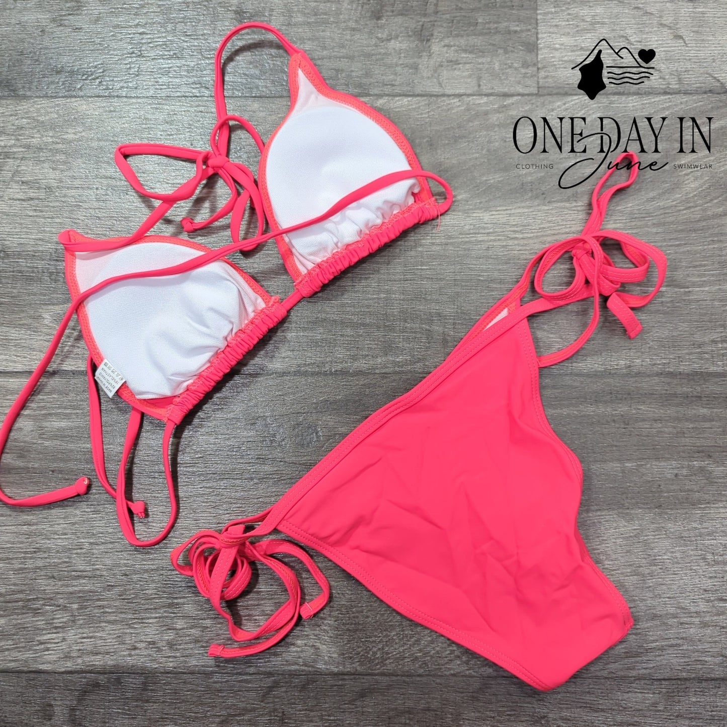 Atengnes Adjustable Triangle Tie Side Bikini Swimsuit Size S