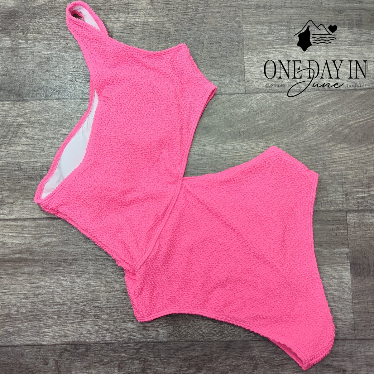 Adisputent One Shoulder Cutout One Piece Swimsuit Hot Pink Smocked Size M