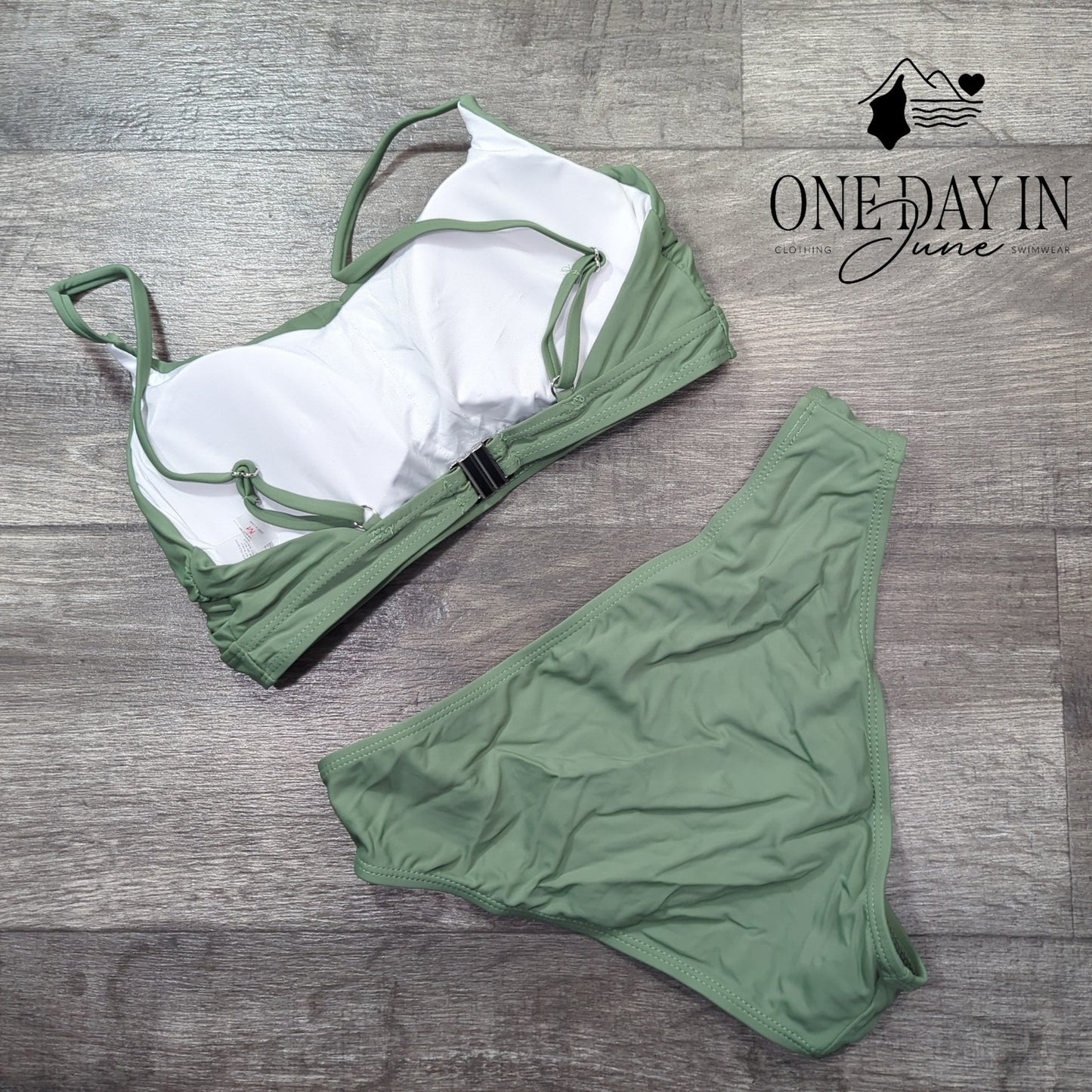 Aleumdr Ruched Top Bandeau Bikini Swimsuit Size M