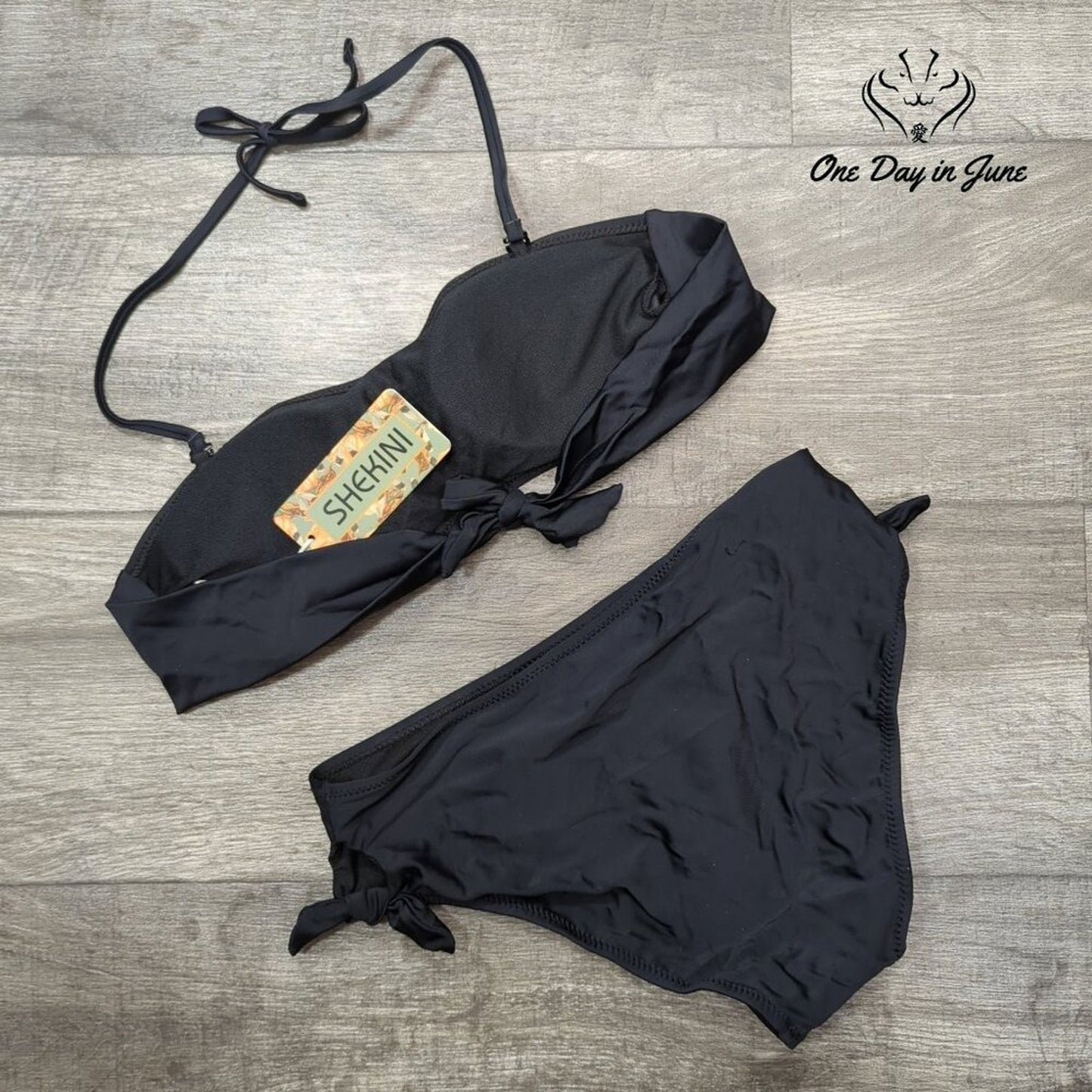 Shekini Halter Bandeau Tie Side Bikini Swimsuit Size S