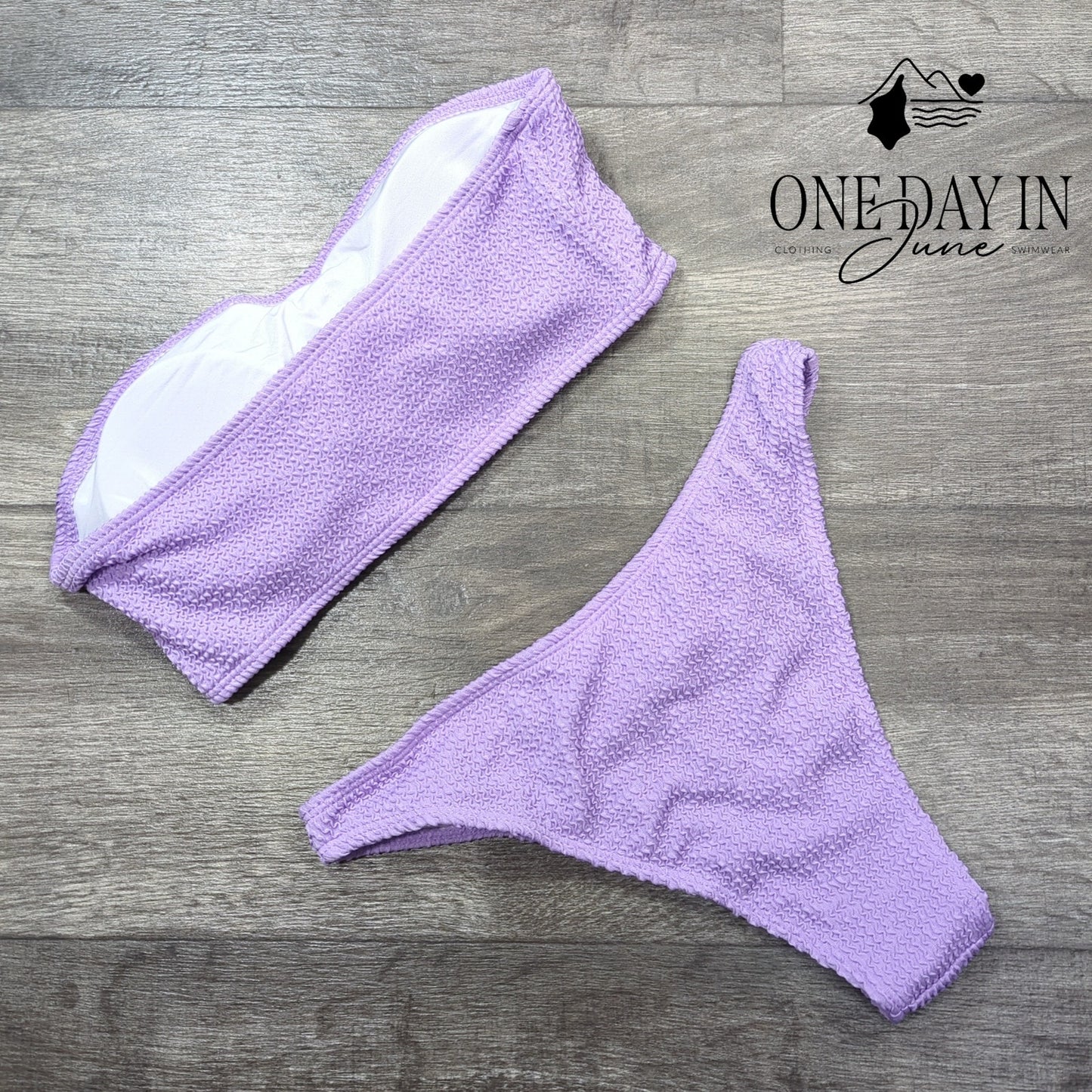 Charmo Smocked Bandeau Bikini Swimsuit Size S