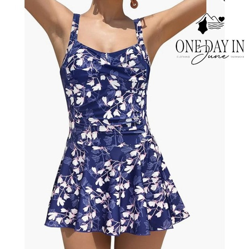 Shekini Twist Front Boyshort Swimdress One Piece Swimsuit Size L