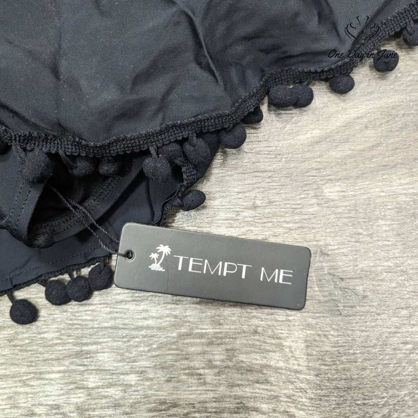 Tempt Me High Waist Flounce Pom Pom Bikini Swimsuit Size L