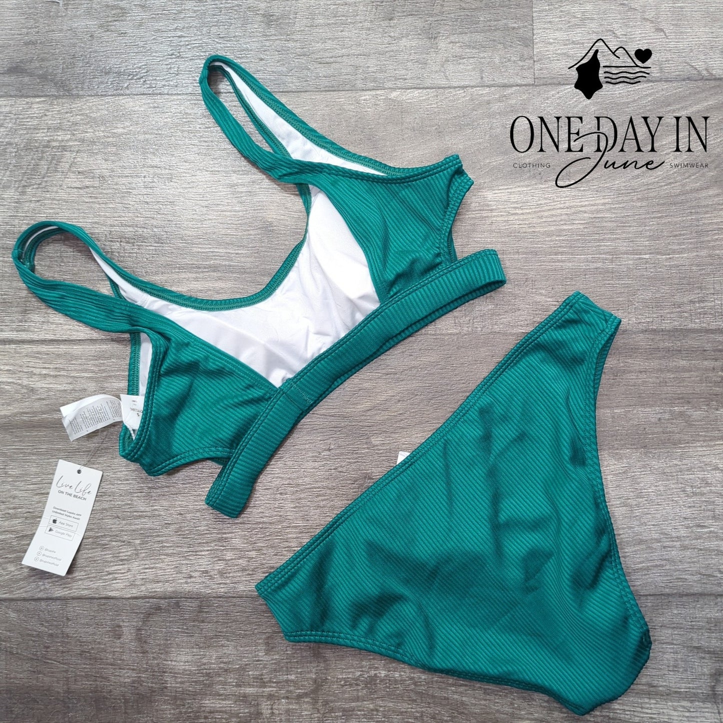 Cupshe Ribbed Crop Bikini Swimsuit Size S