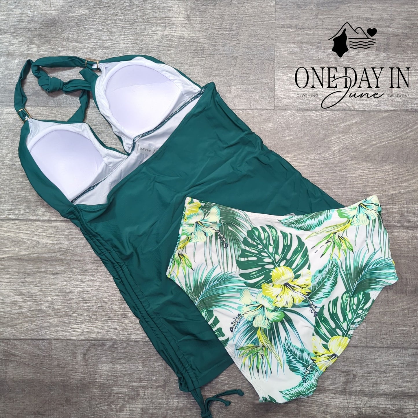 Suuksess Drawstring Tropical Tankini Swimsuit Size M