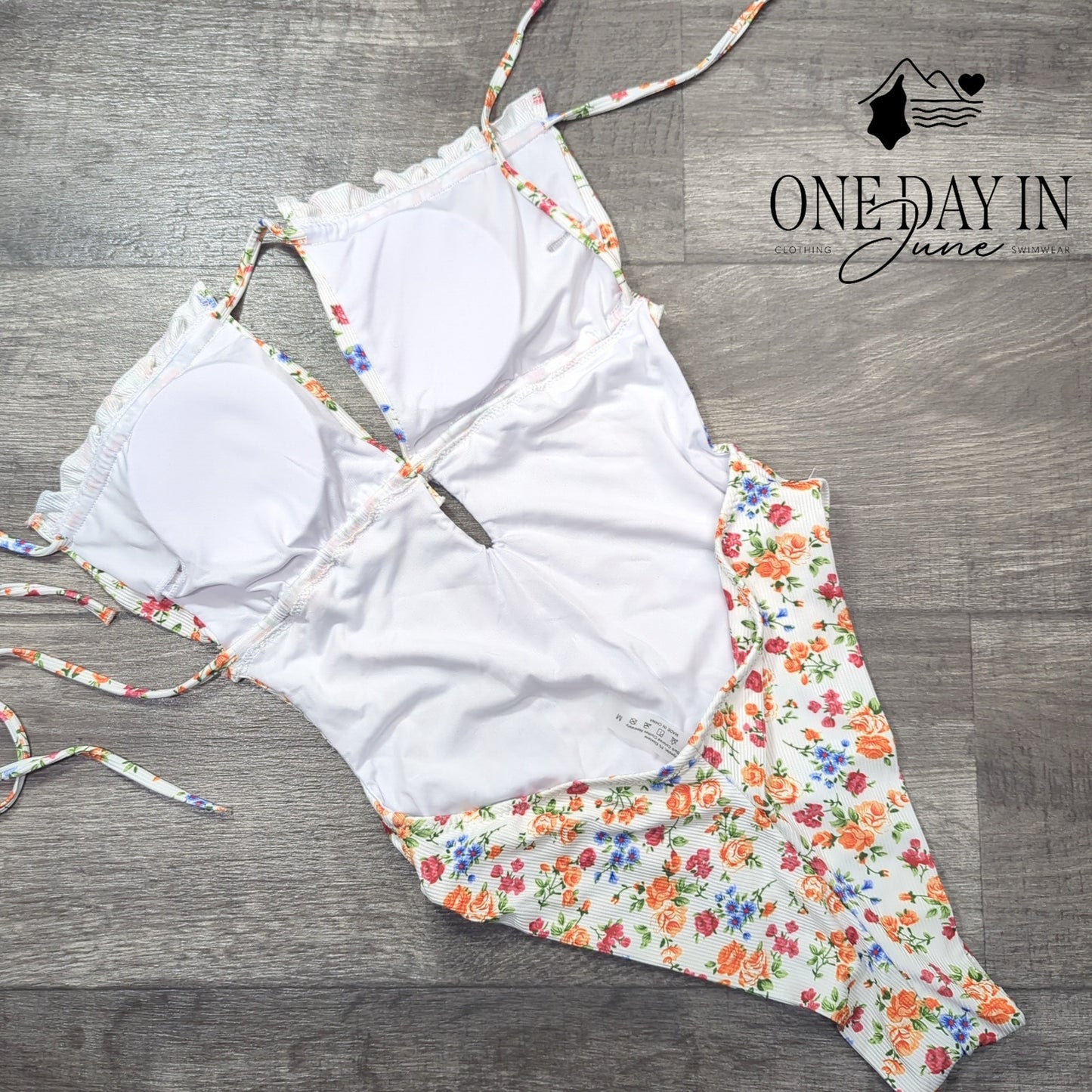 Aleumdr Floral Ribbed Cheeky One Piece Swimsuit Size M