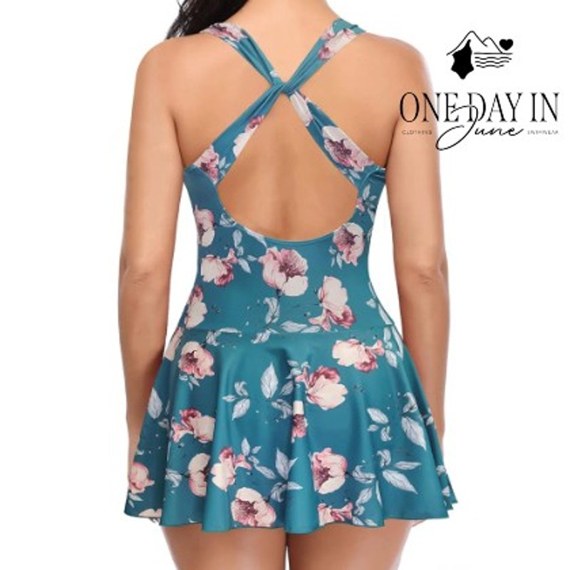 Shekini Twist Front Boyshort Swimdress One Piece Swimsuit Size M