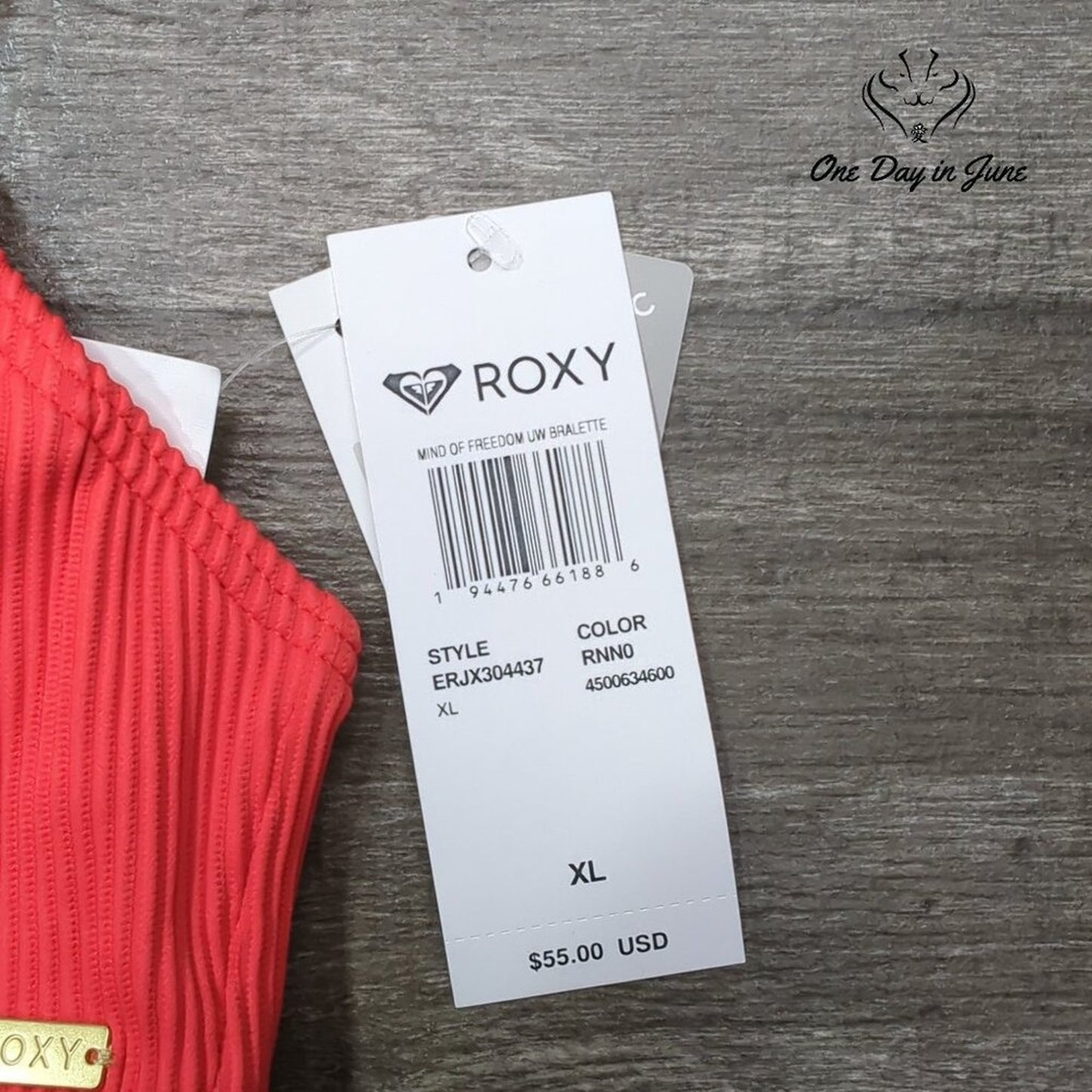 Roxy Ribbed Bikini Top Size XL