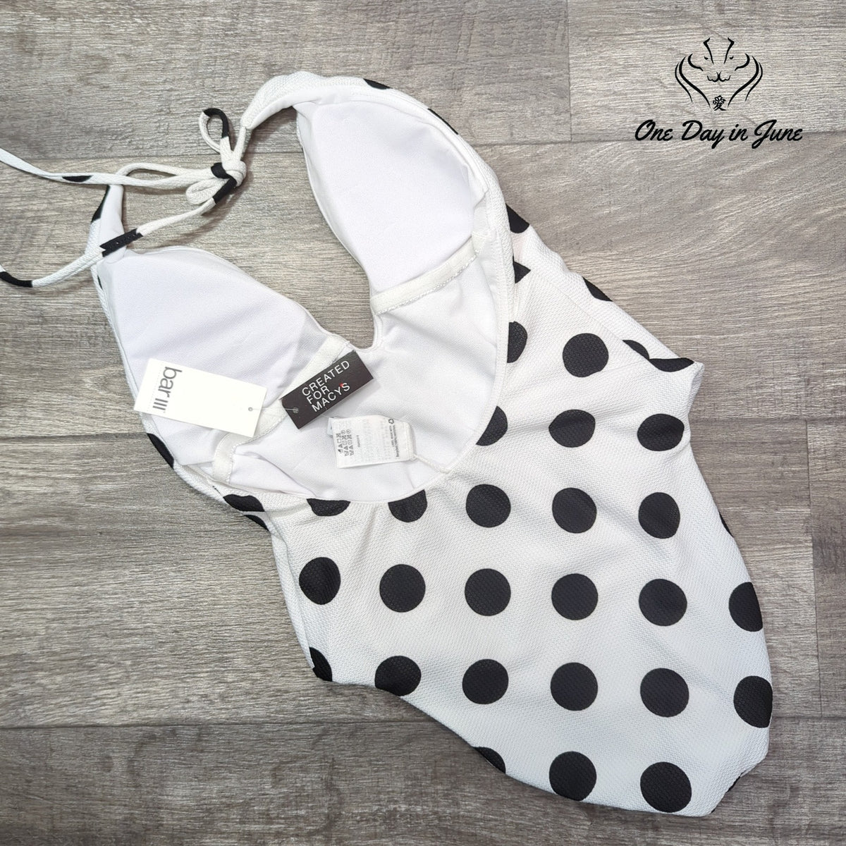 Bar III This And Dot Polka Dot Plunging One Piece Swimsuit NWT Size M