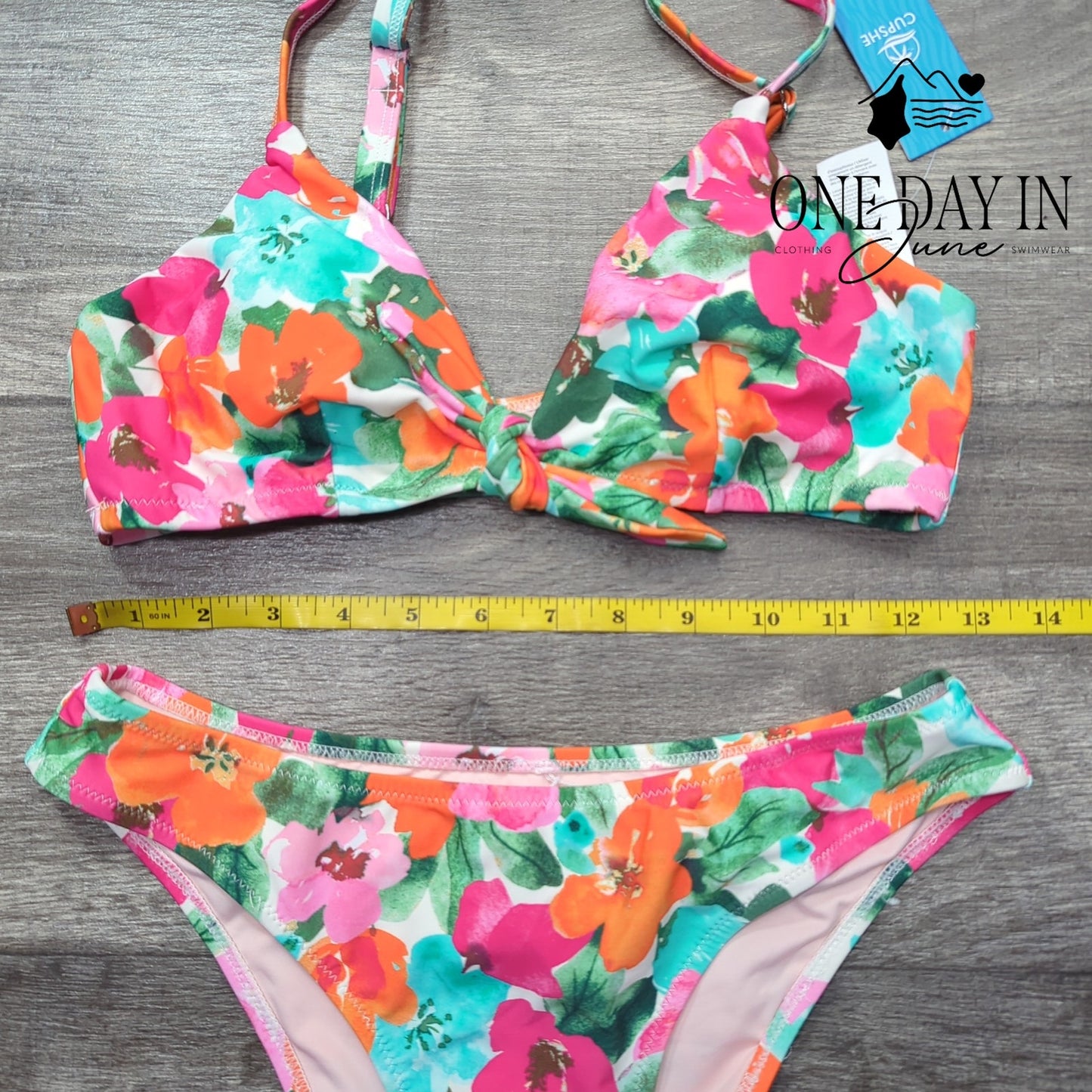 Cupshe Knot Front floral Bikini Swimsuit Size S