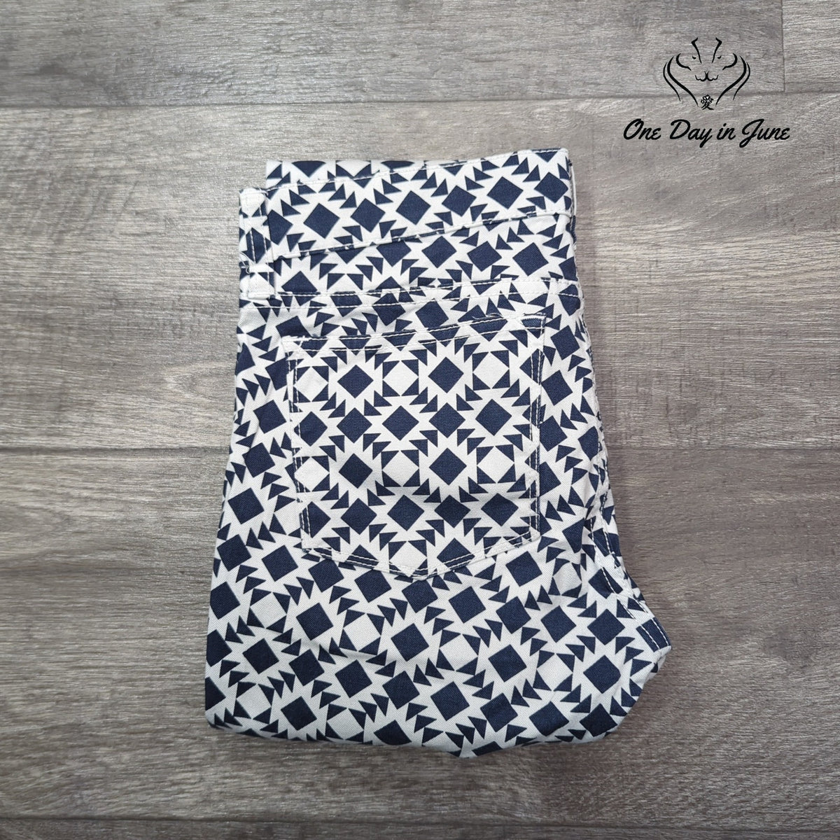 J.Crew Toothpick Skinny Ankle Jeans Navy White Geometric Print Size 2