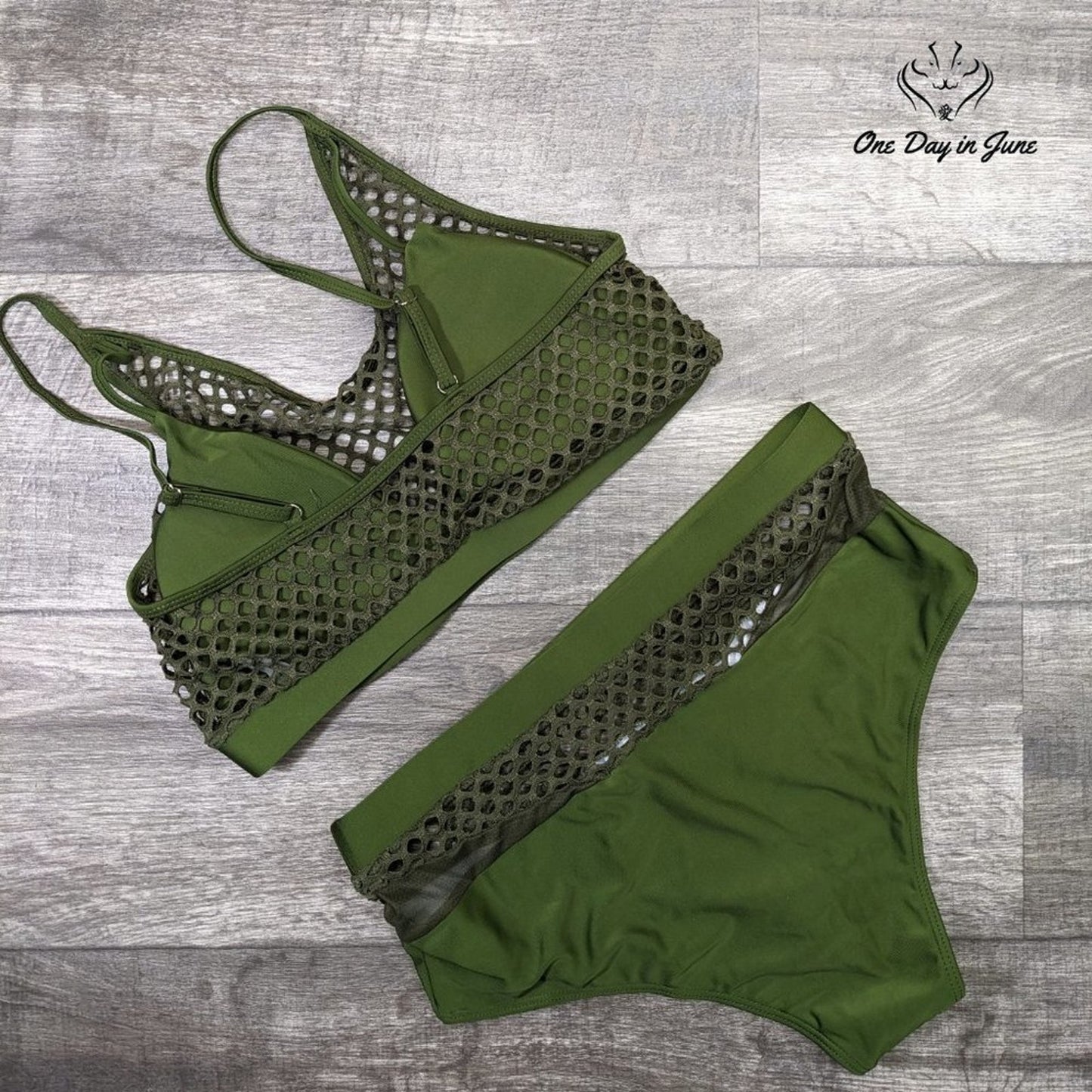 Floerns Fishnet High Waist Bikini Swimsuit Size 0XL