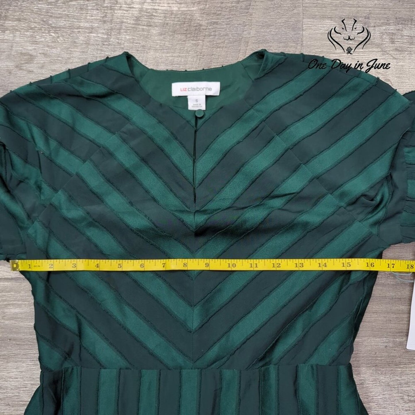 Liz Claiborne Half Sleeve Striped Mysterious Green Dress Size S