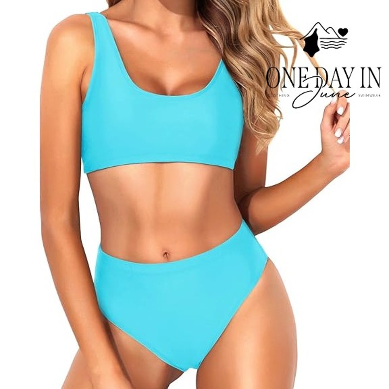 Tempt me High Waist Crop Bikini Swimsuit Size L