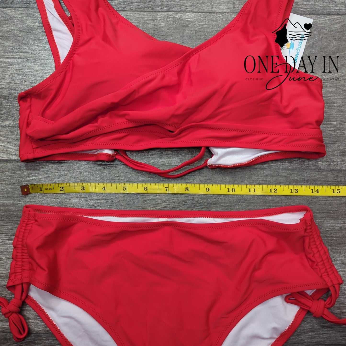 Beachsissi Twist Front High Waist Bikini Swimsuit Size L