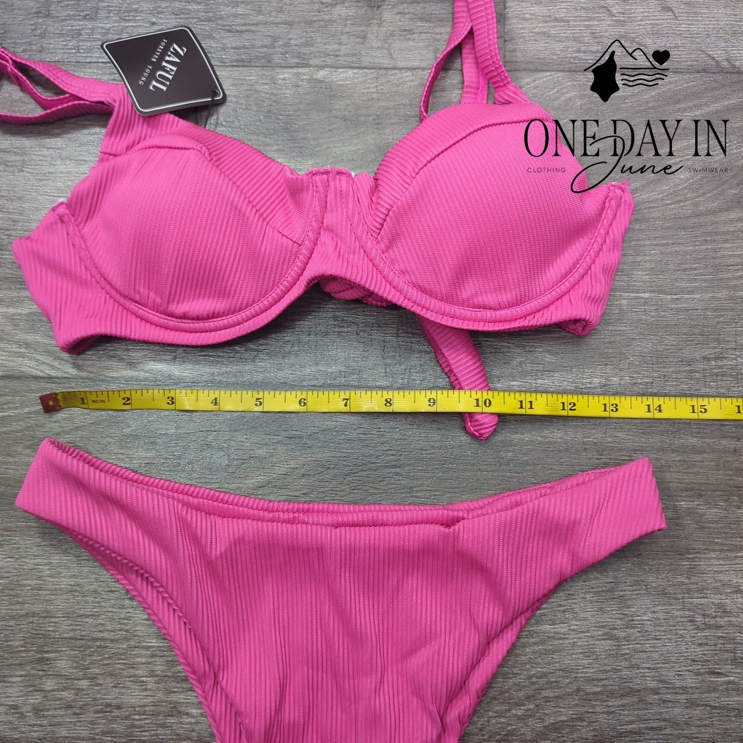 Zaful Underwire Ribbed Cheeky Bikini Swimsuit Size M