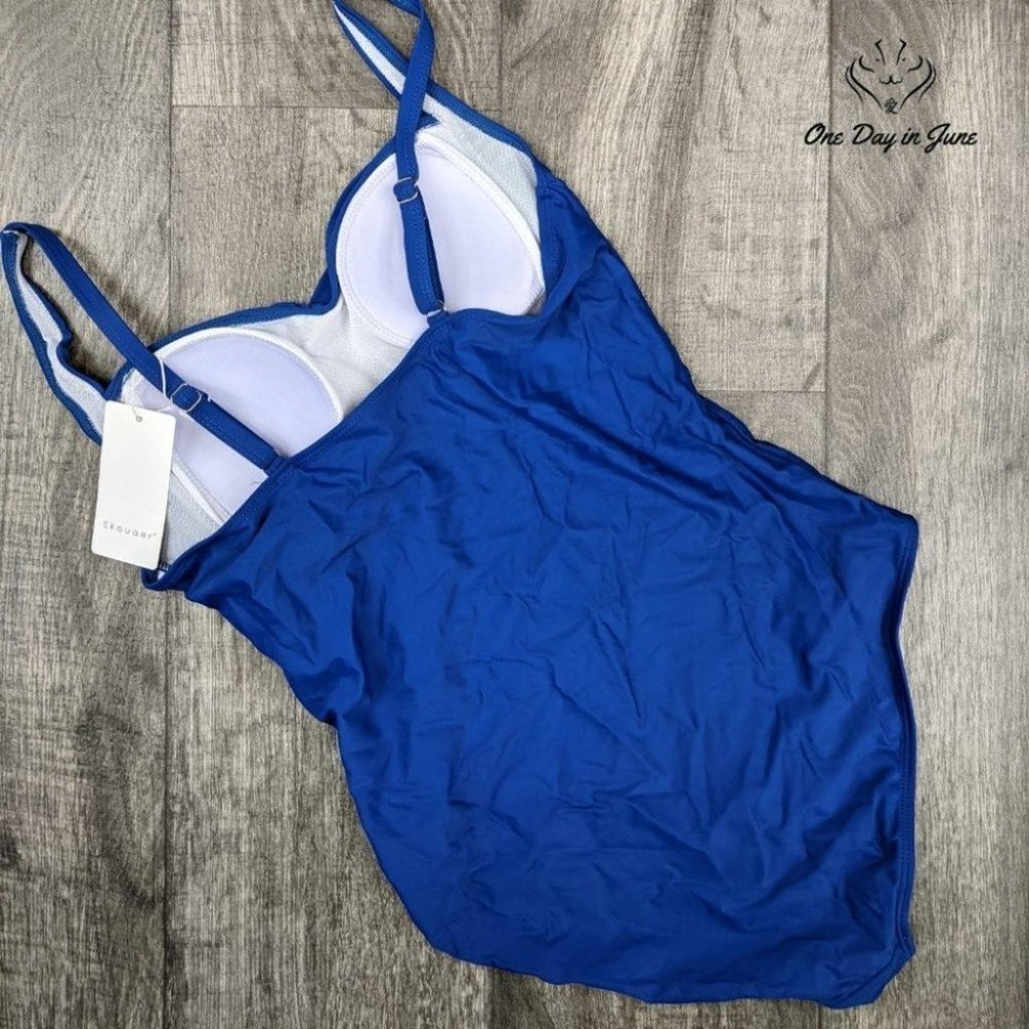 Ekouaer Elegant Inspired Vintage Pin up One Piece Swimsuit Size L