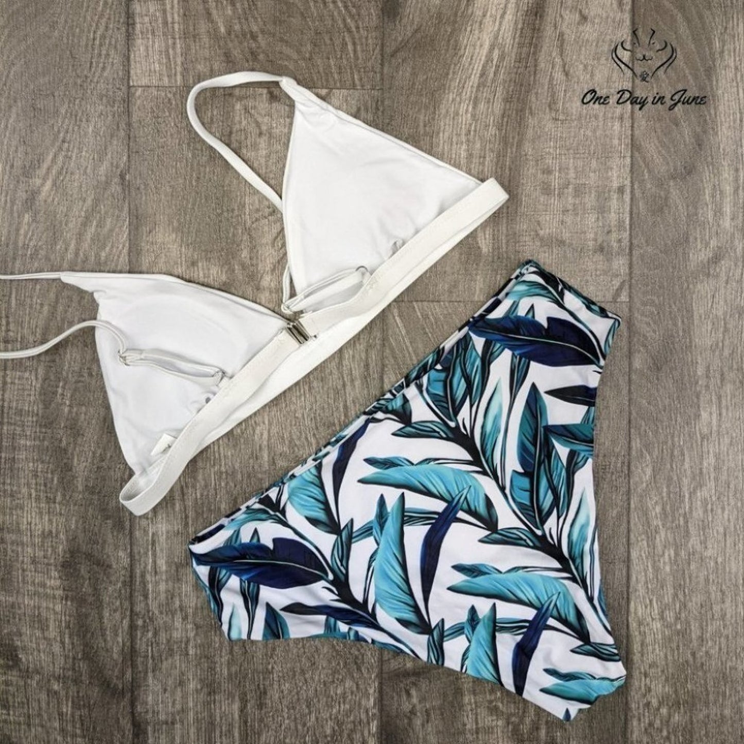 Moshengqi High Waist Adjustable Strap Bikini Swimsuit Size XL