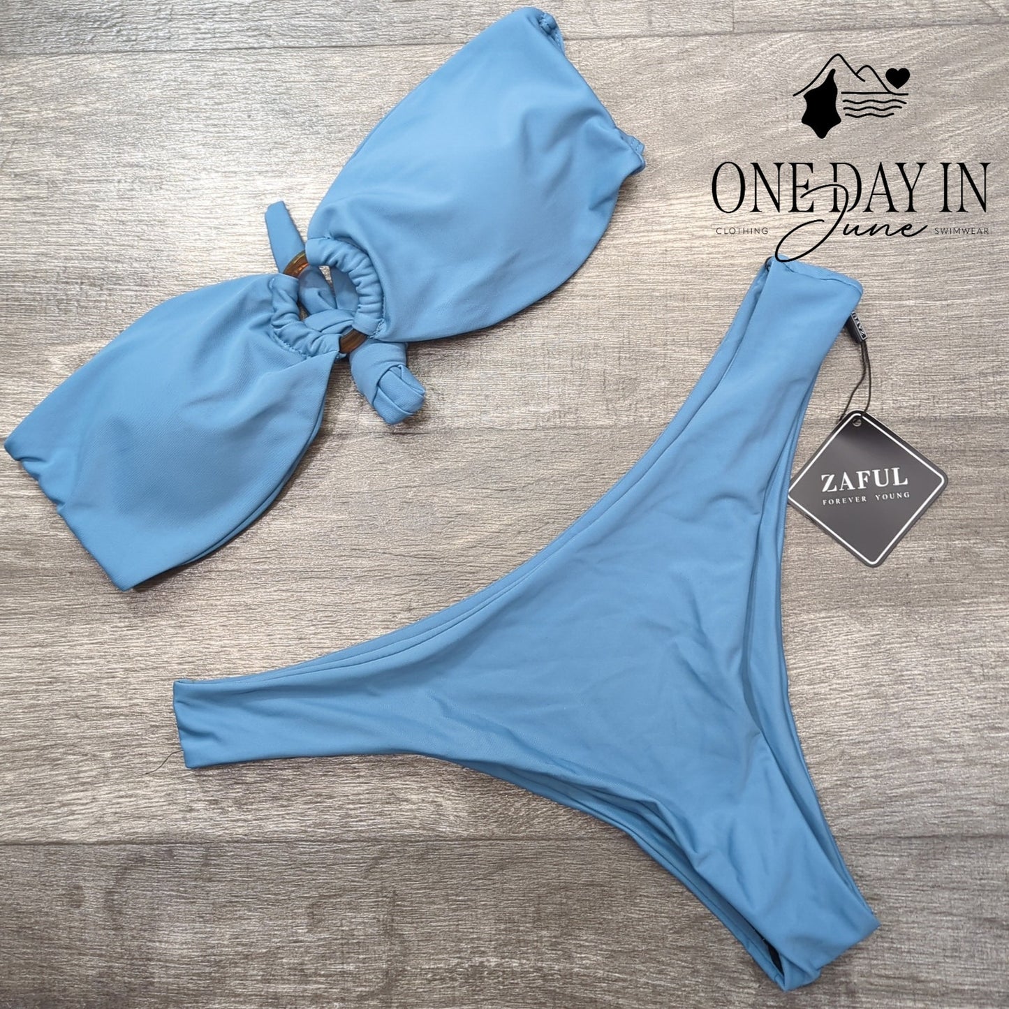 Zaful Bandeau Tie Back Bikini Swimsuit Size M