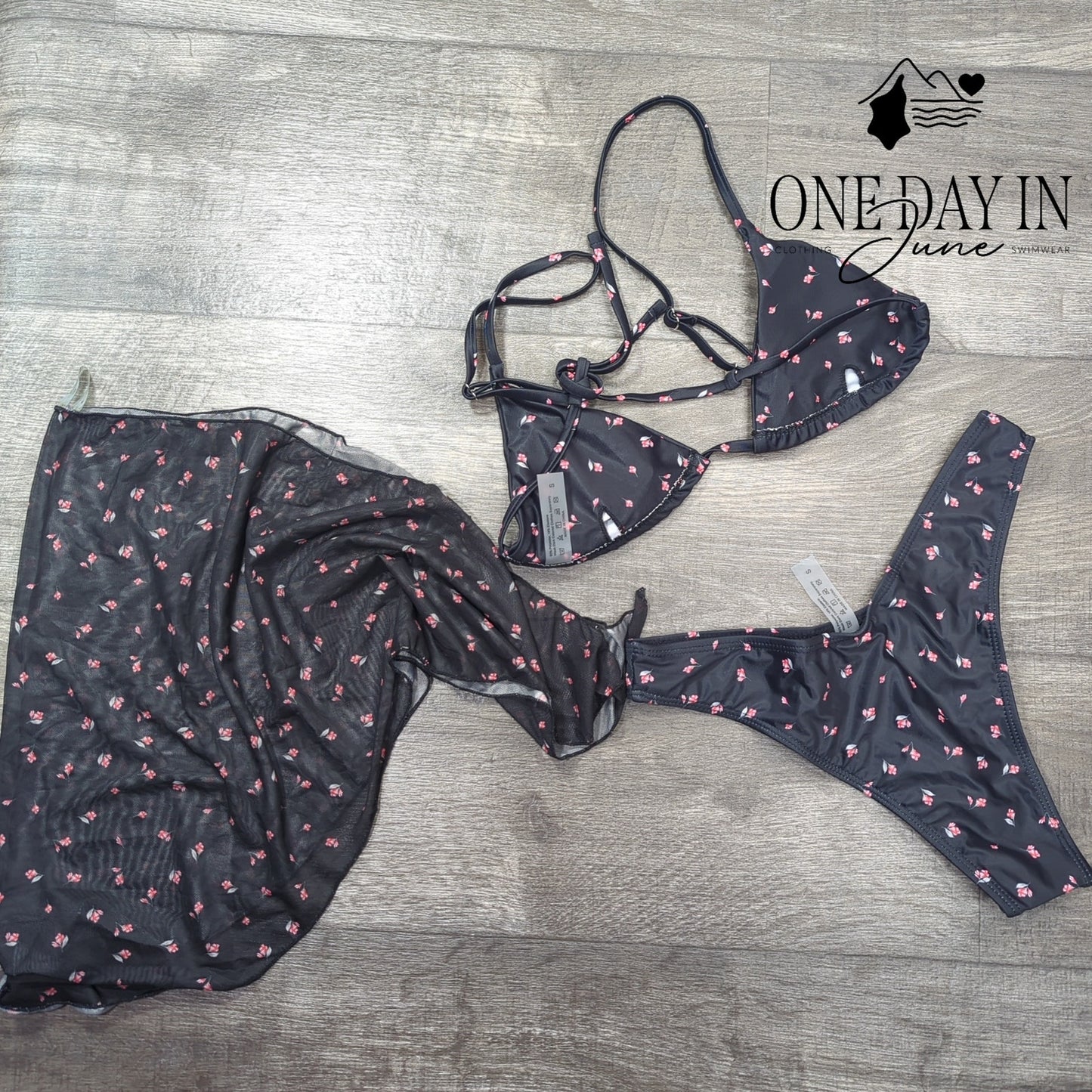 CozyEase Adjustable Triangle 3 Piece Bikini Swimsuit Size S