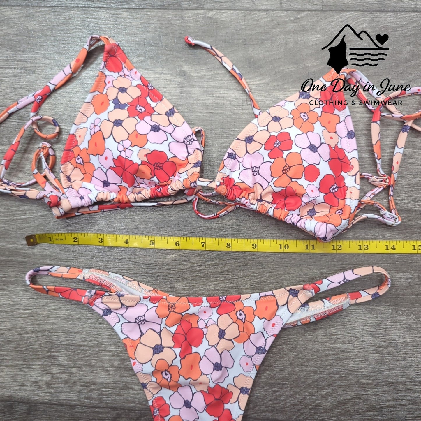 Charmleaks Floral Triangle Thong Bikini Swimsuit Size M