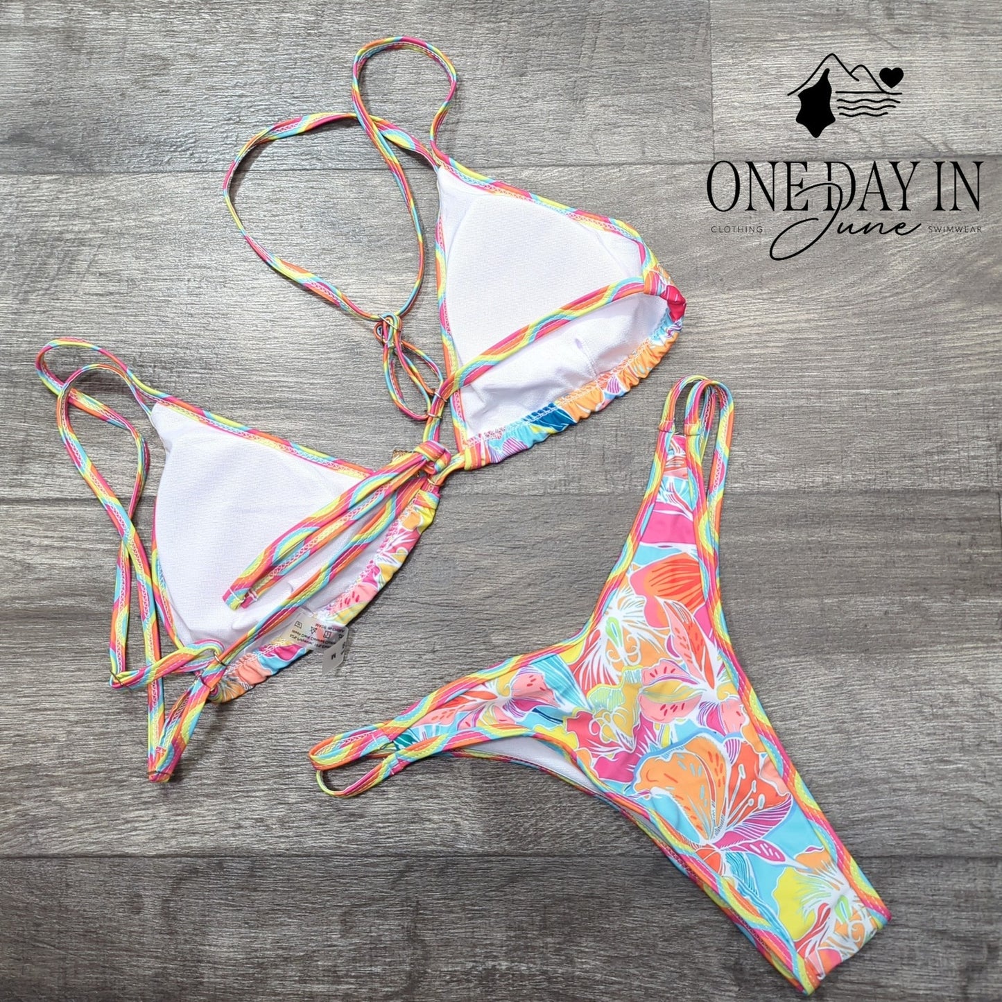 ZLK Floral Triangle Cheeky Bikini Swimsuit Size M