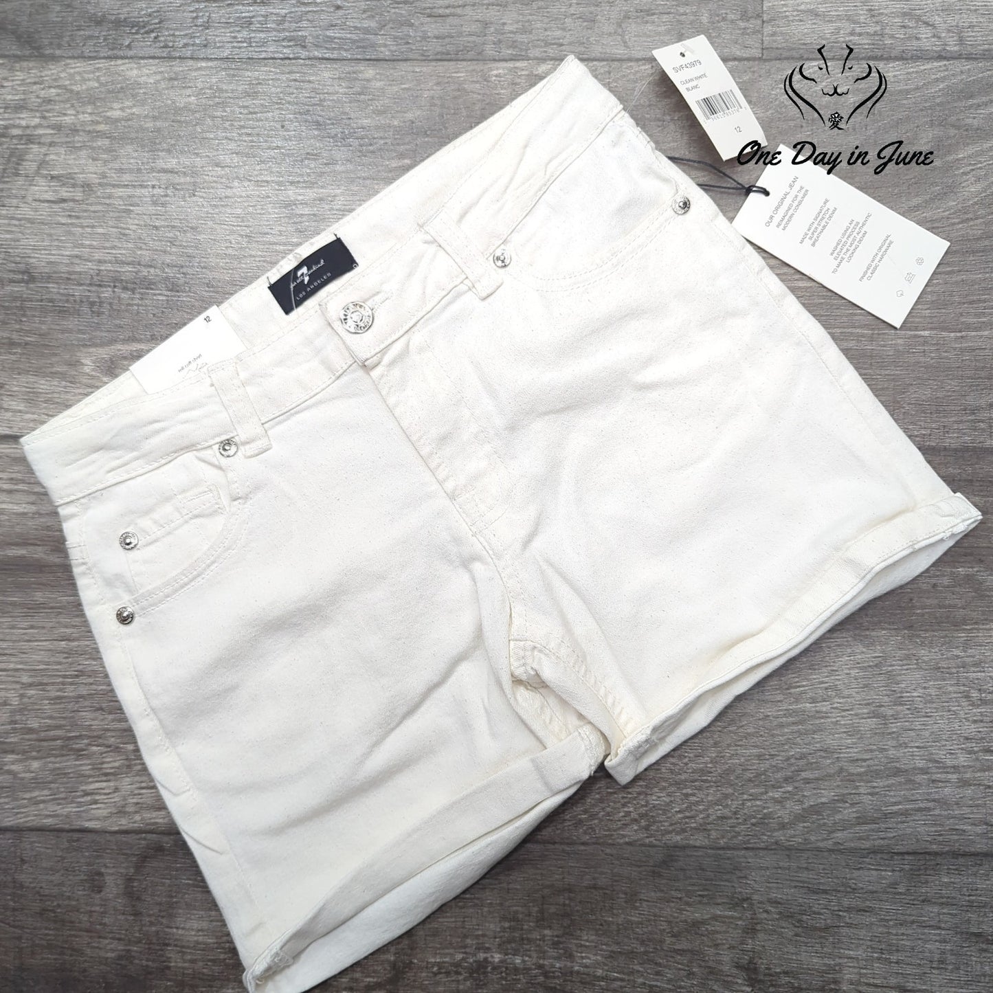 7 For All Mankind Roll Cuff Jean Shorts Size 12
