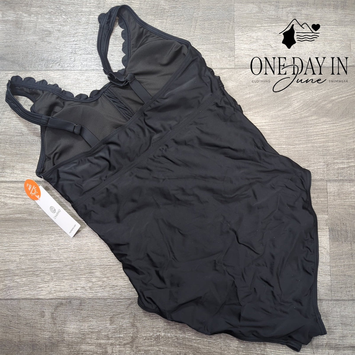 Charmo Maternity Scallop Edge Cutout One Piece Swimsuit Black NWT Size M