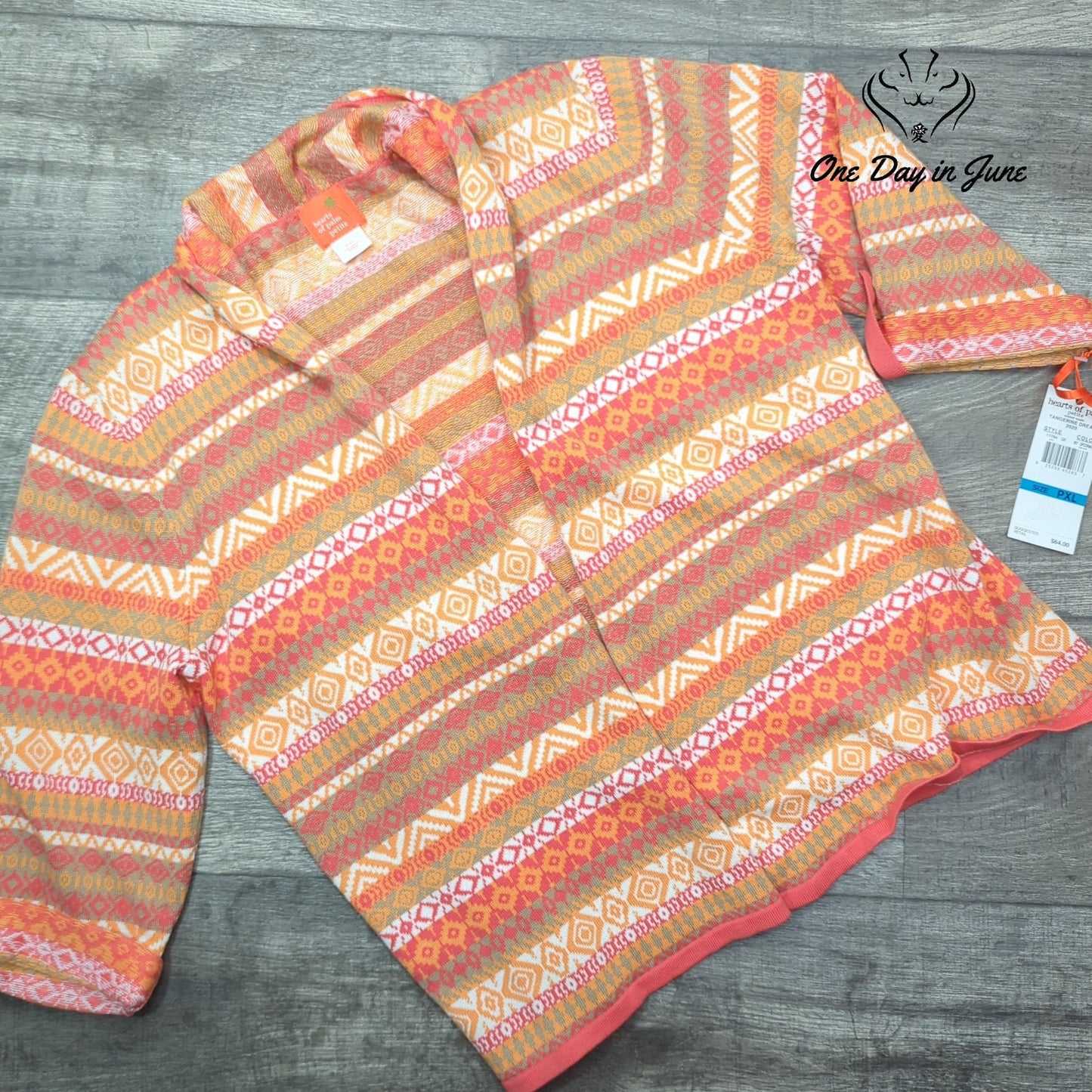 Hearts of Palm Petite Tangerine Dream Cardigan Sweater Size PXL