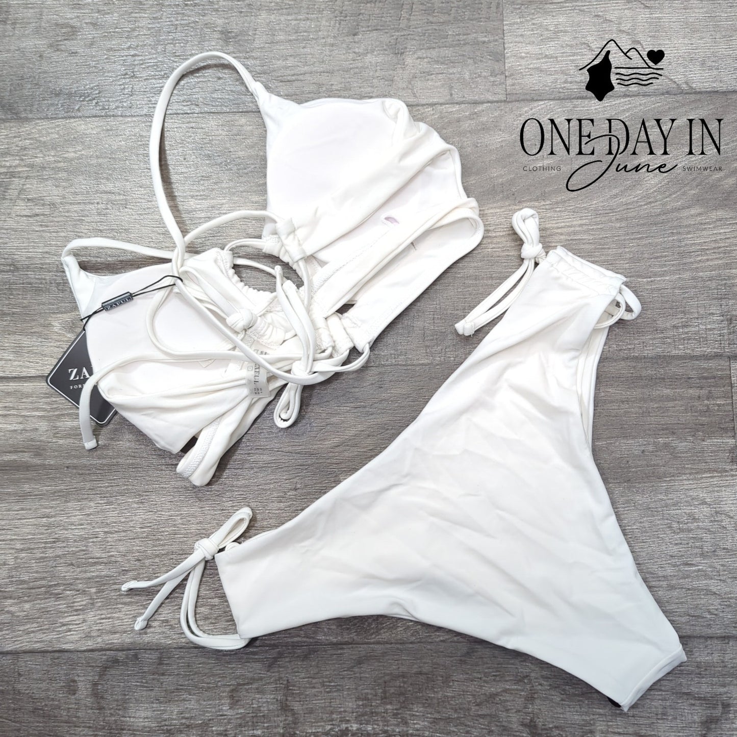 Zaful Drawstring Tie Back Bikini Swimsuit Size M
