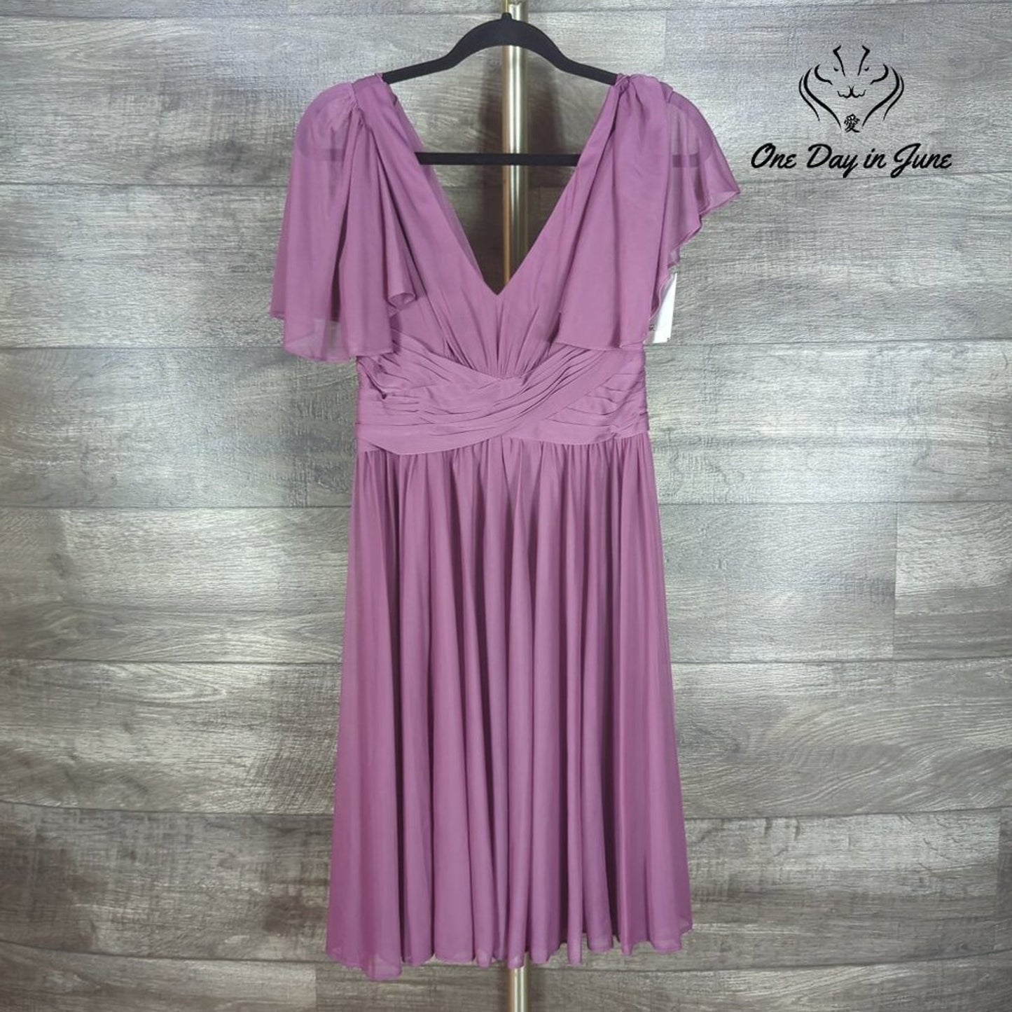 David's Bridal Long Mesh Sleeve Mini Dress Size 6