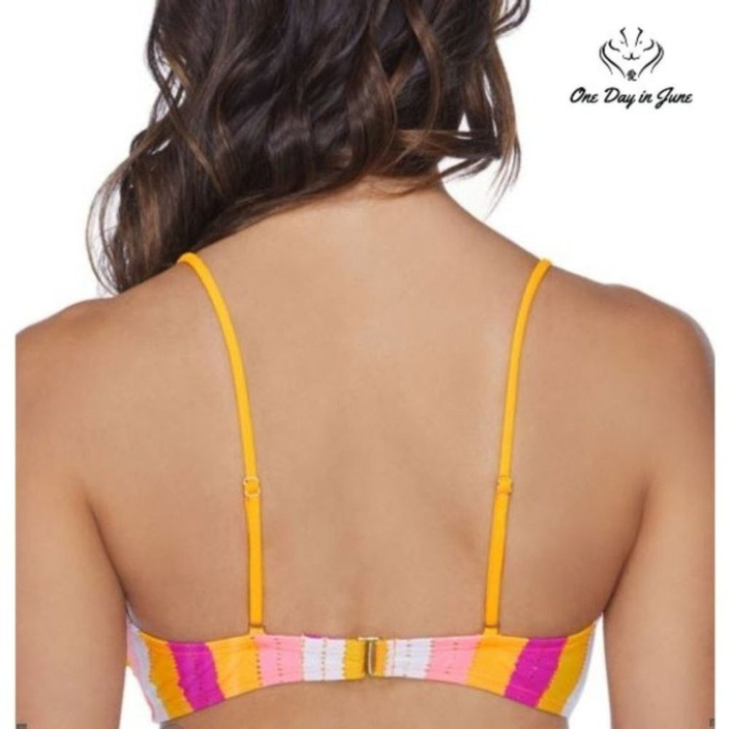 Ambrielle Striped Bralette Bikini Top Size L