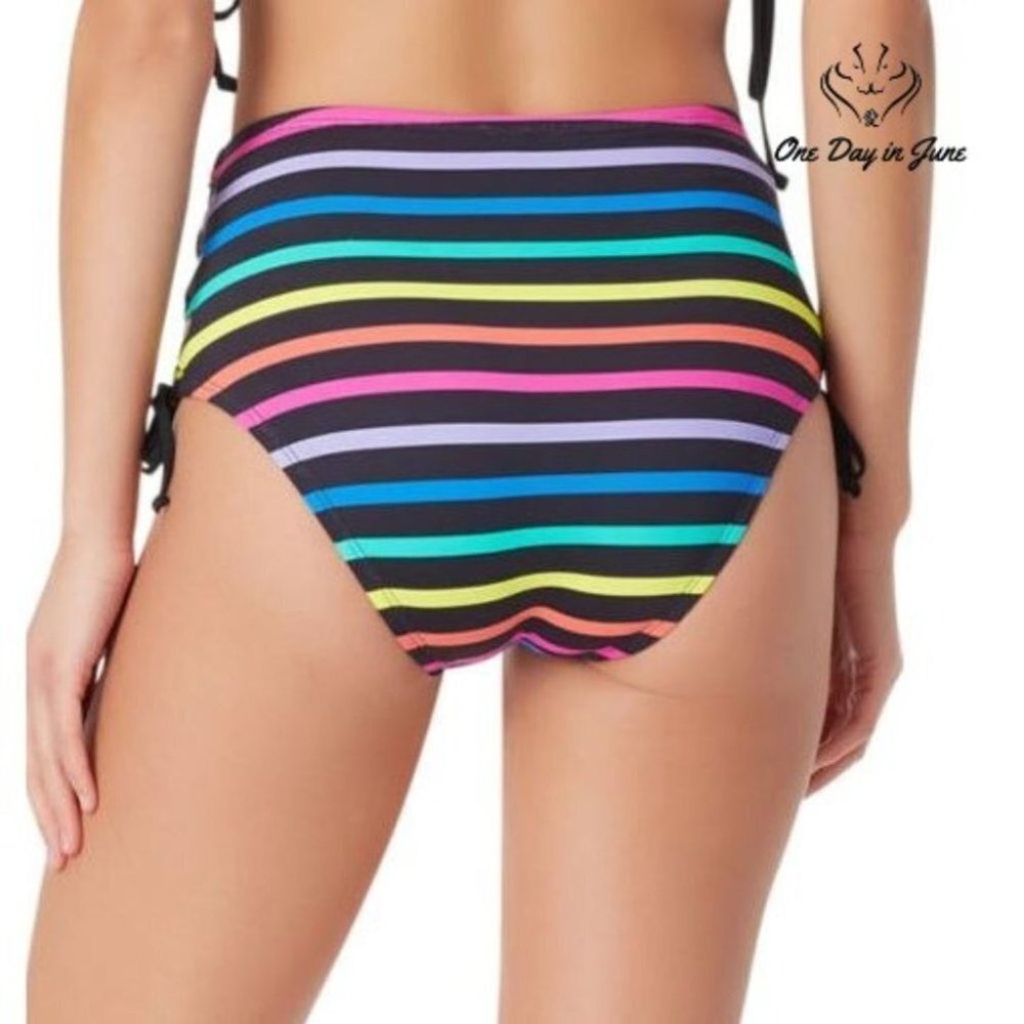 Sugar Beach Striped High Waist Bikini Bottom Size XS