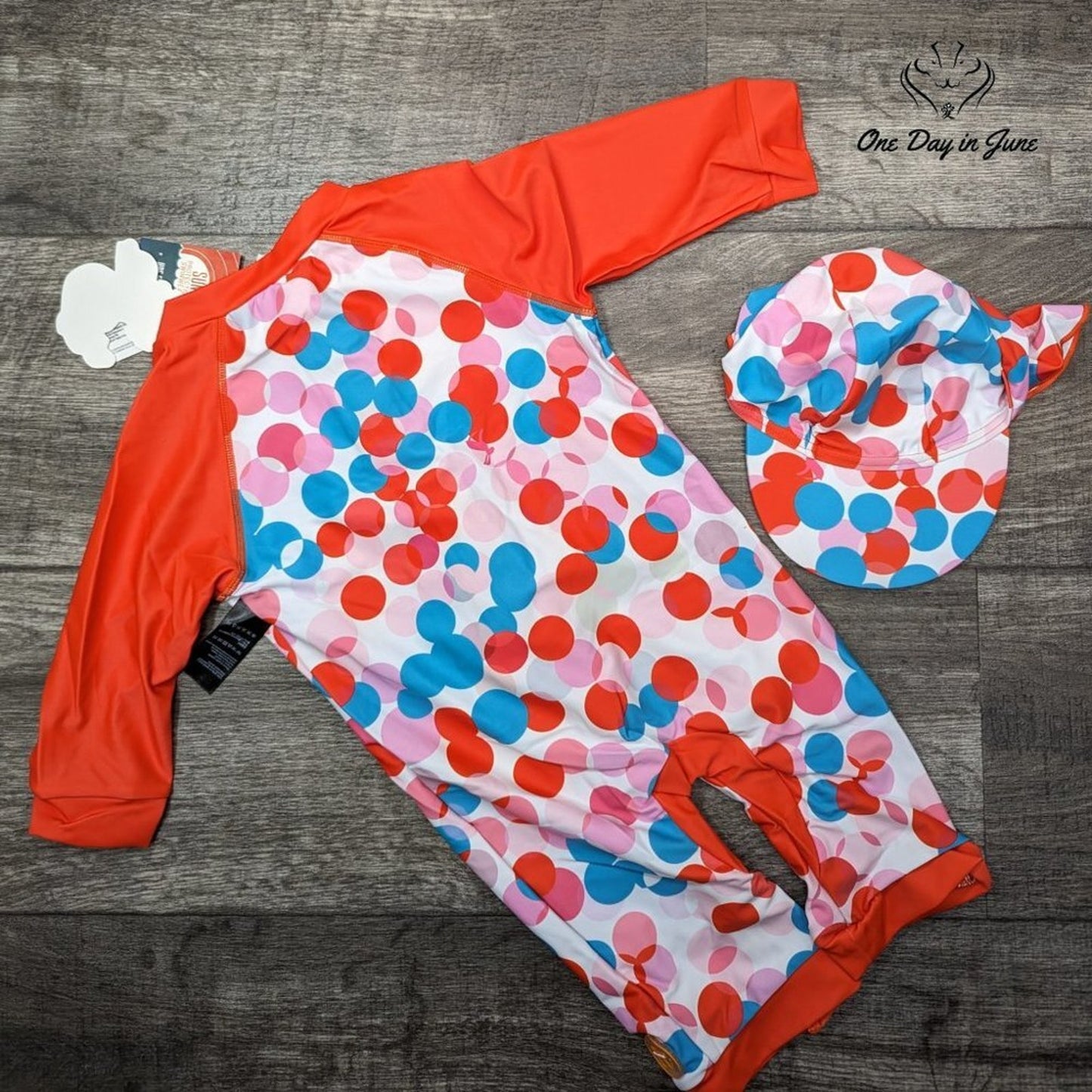 Adaverano UPF 50+ Sun Protection One Piece Swimwear with Sun Cap Size 2T