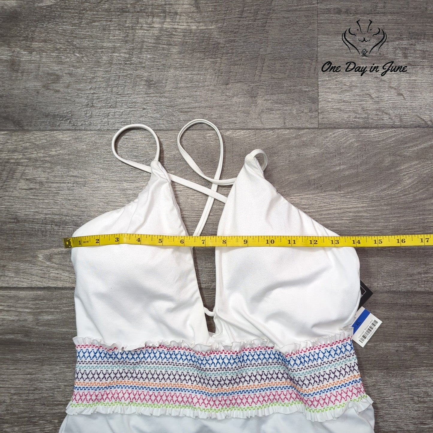 Bar III Smocking Solids One Piece Swimsuit Size XL