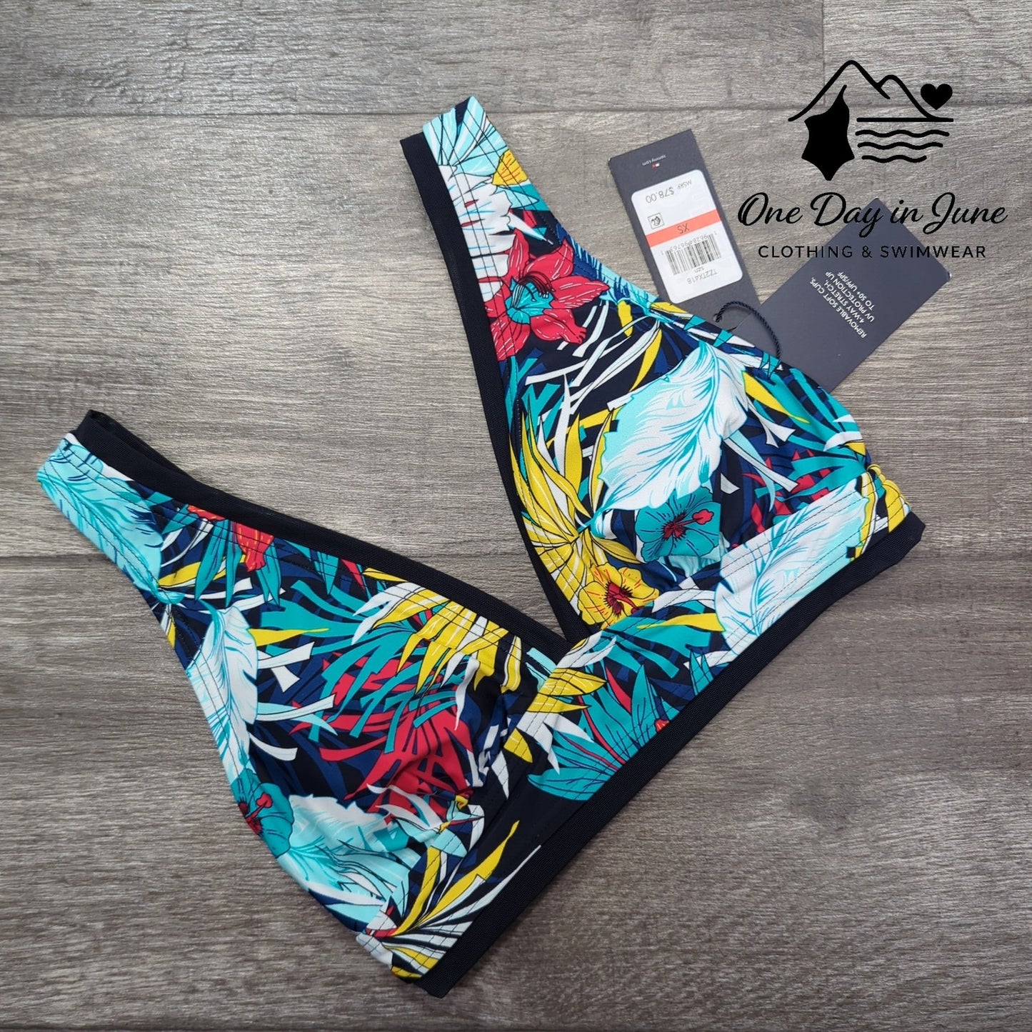 Tommy Hilfiger Floral V Neck Bikini Top Size XS