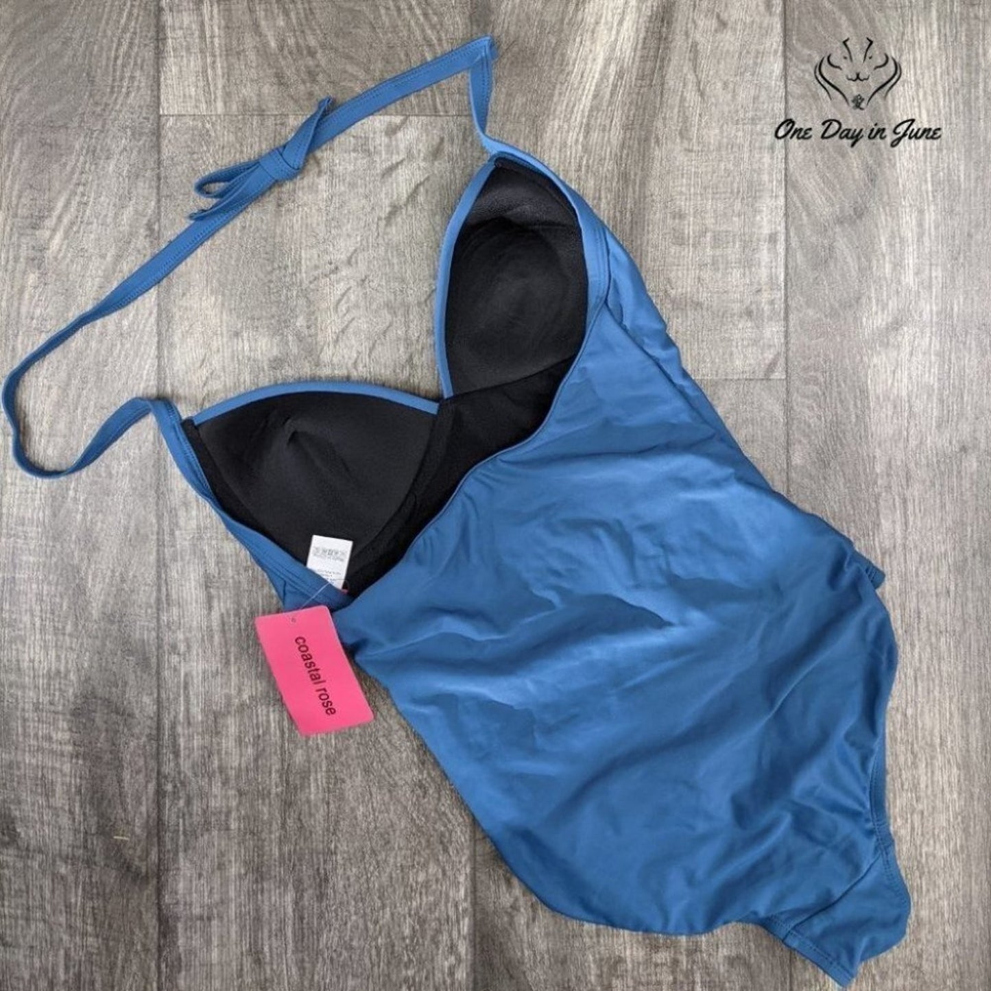 Coastal Rose Halter Ruched One Piece Swimsuit Size 6