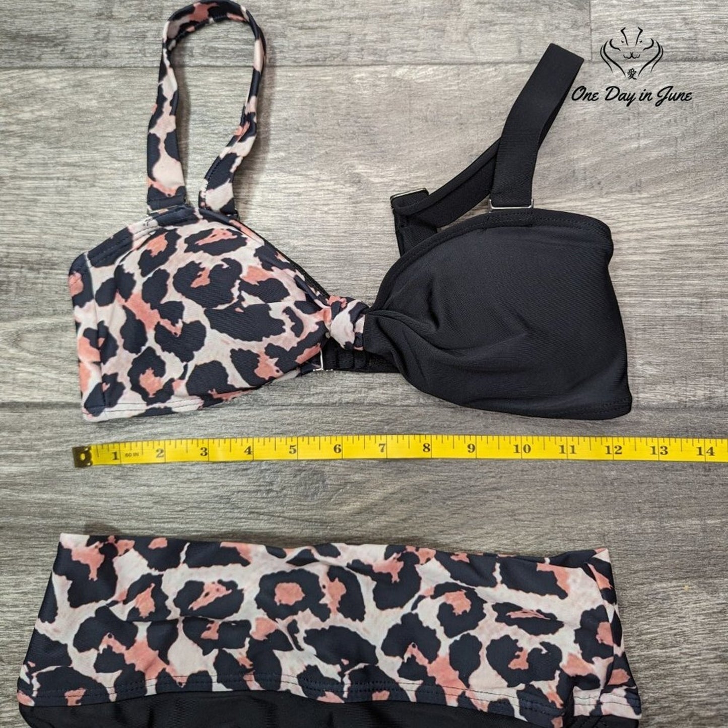 ODIJ Colorblock Leaopard Bikini Swimsuit Size S
