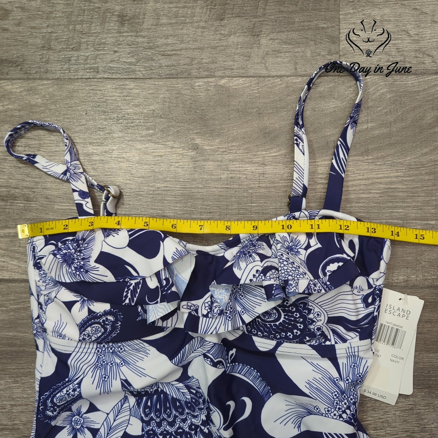 Island Escape Tahiti Bandini Tankini Top Size 6