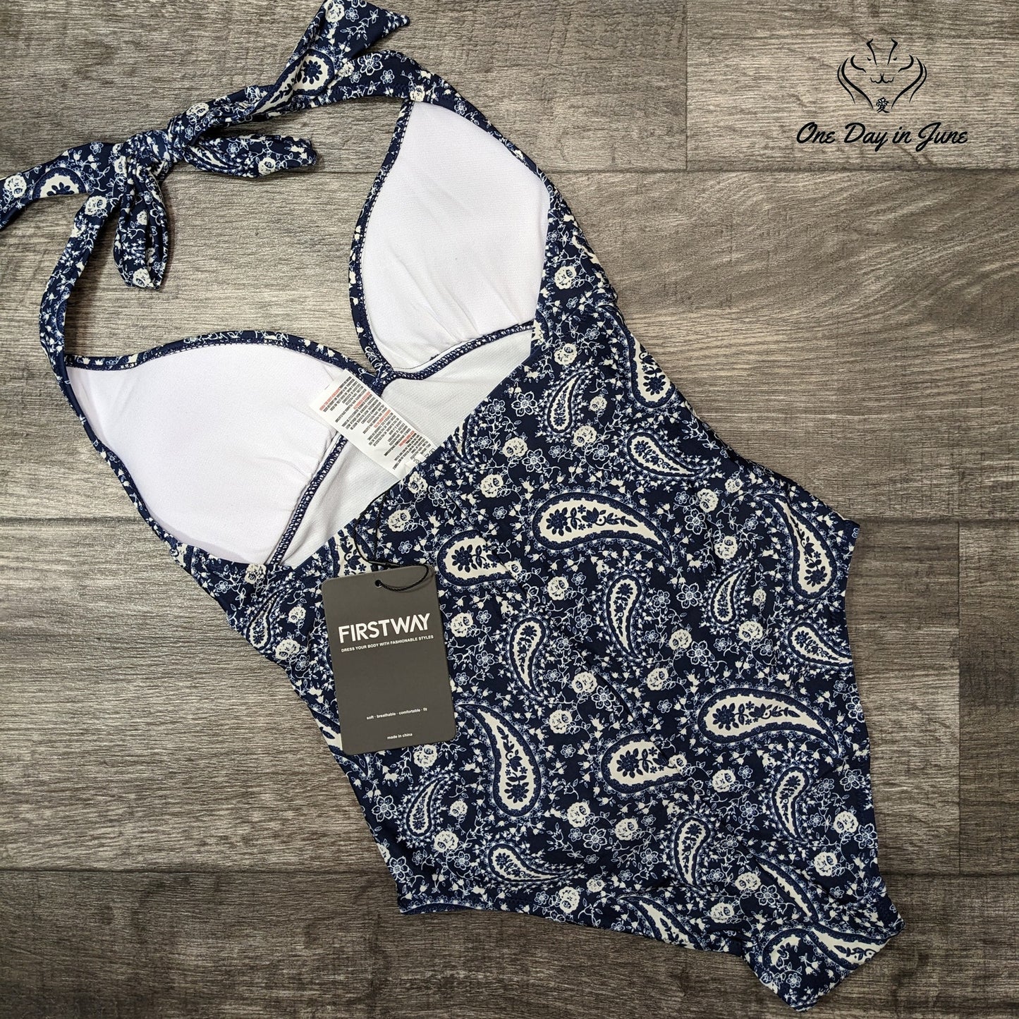 First Way Halter Paisley One Piece Swimsuit Size S
