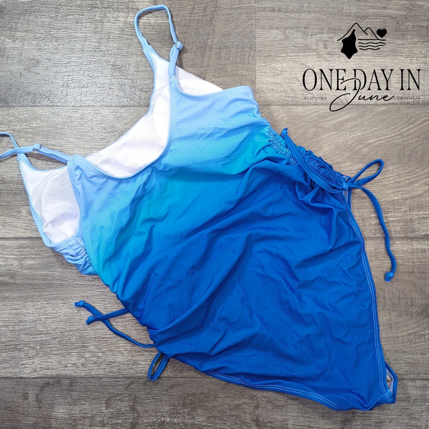 Aleumdr Drawstring Ombre One Piece Swimsuit Size XL