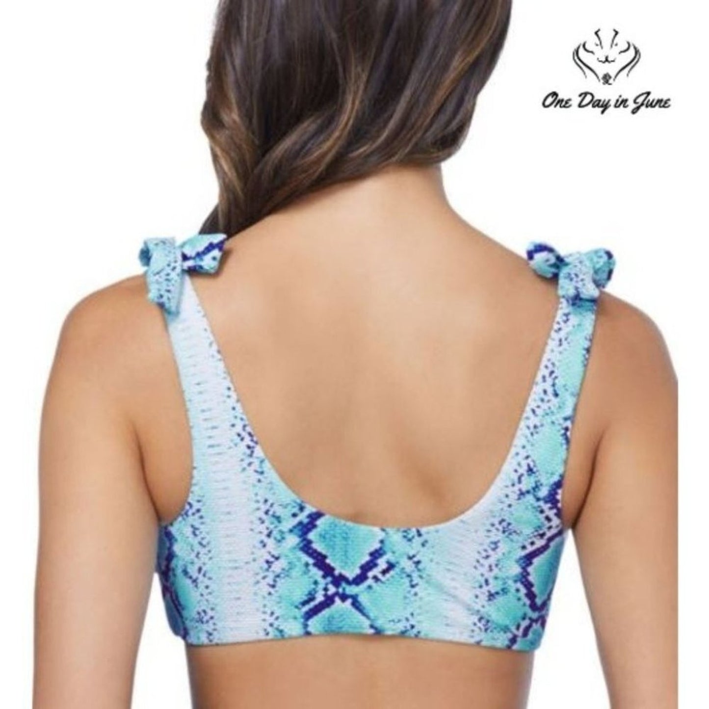 Ambrielle Textured Animal Bralette Bikini Top Size M