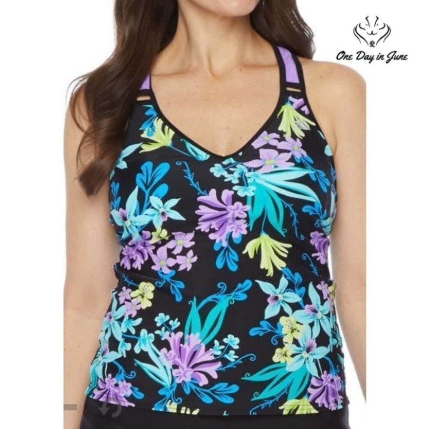 ZeroXPosure Floral Tankini Swimsuit Top Size S