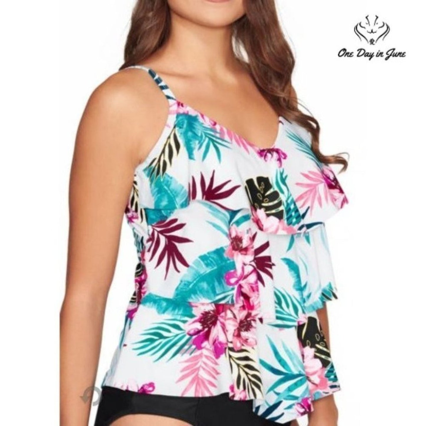 St. John's Bay Tropical Tankini Top Size 8