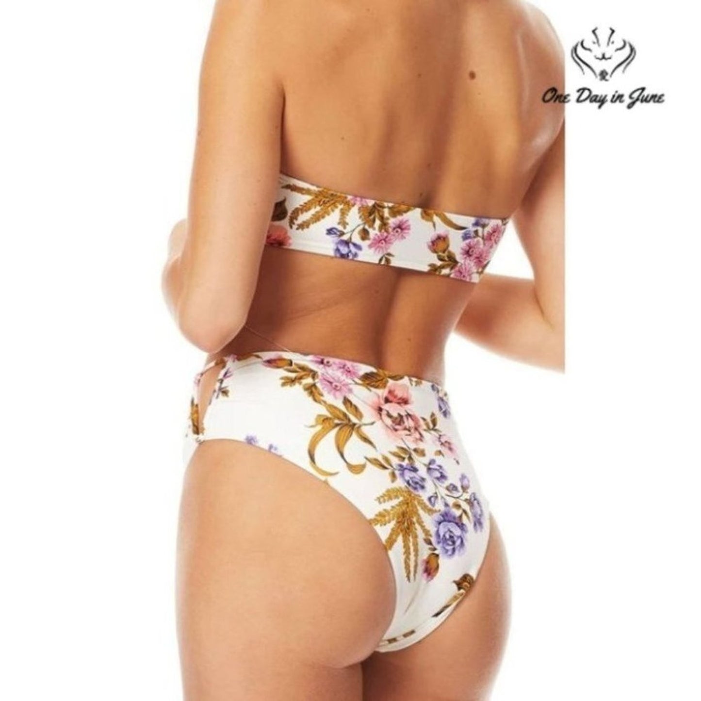 ODIJ Bandeau Ruched V Top Bikini Size S