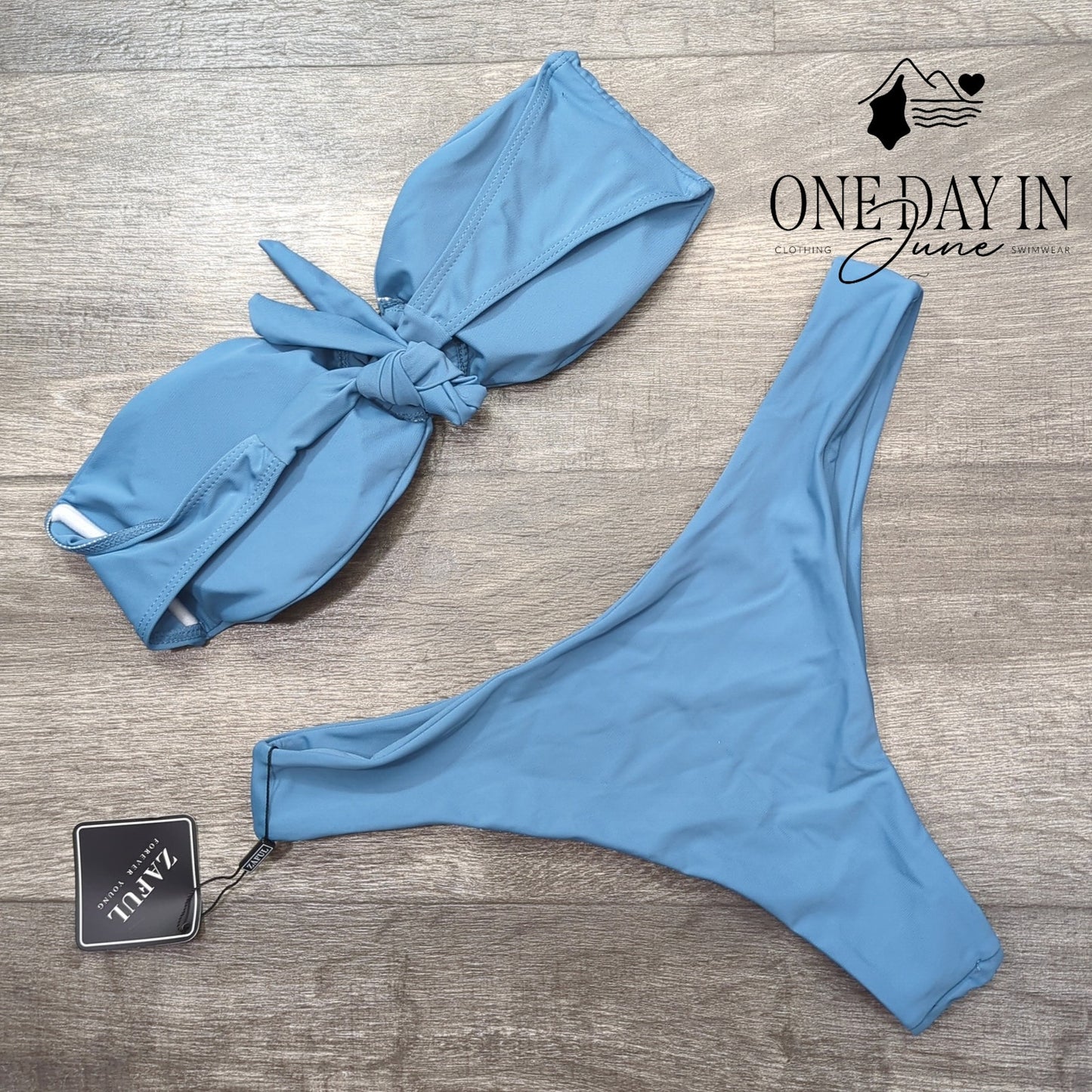Zaful Bandeau Tie Back Bikini Swimsuit Size M