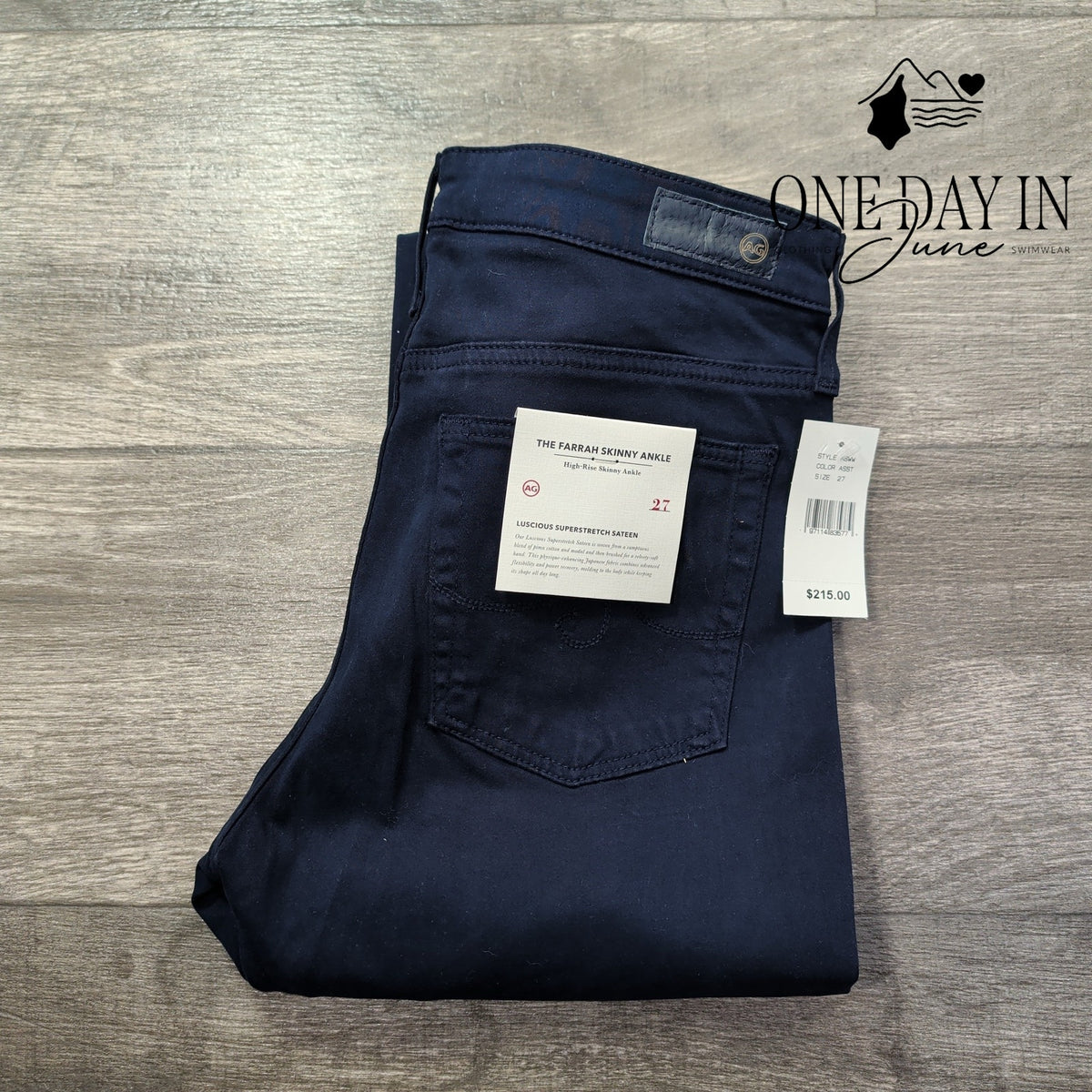 AG Adriano Goldschmied Farrah Skinny Ankle Sateen Pants Navy NWT Size 4 (27)