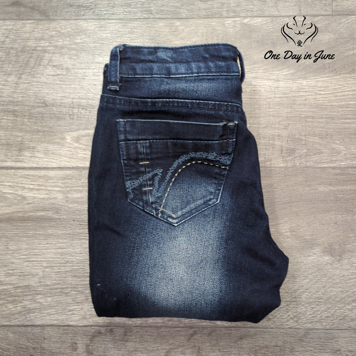 Vanilla Star Juniors Skinny Jeans Dark Blue Lace Side Stripe Denim Size 3