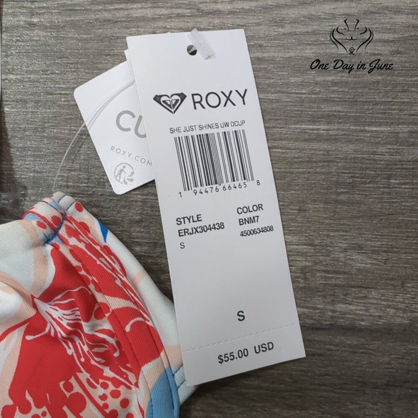 Roxy She Just Shines Underwire D Cup Bikini Top Size S