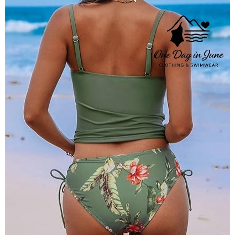 Cupshe Tie Side Tankini Swimsuit Size M